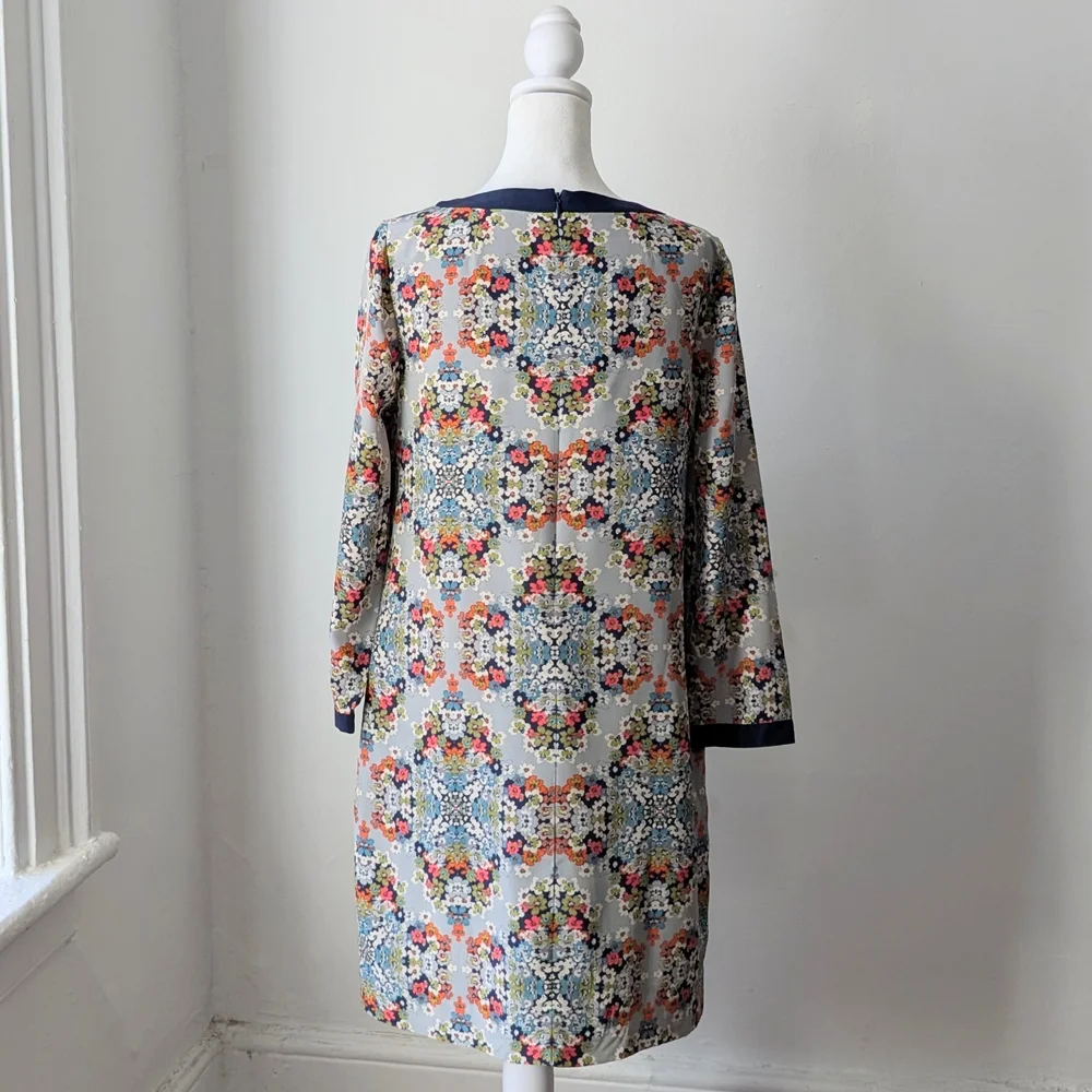 J.Crew Misty Fog 100% Silk Floral Shift Mini Dress 4